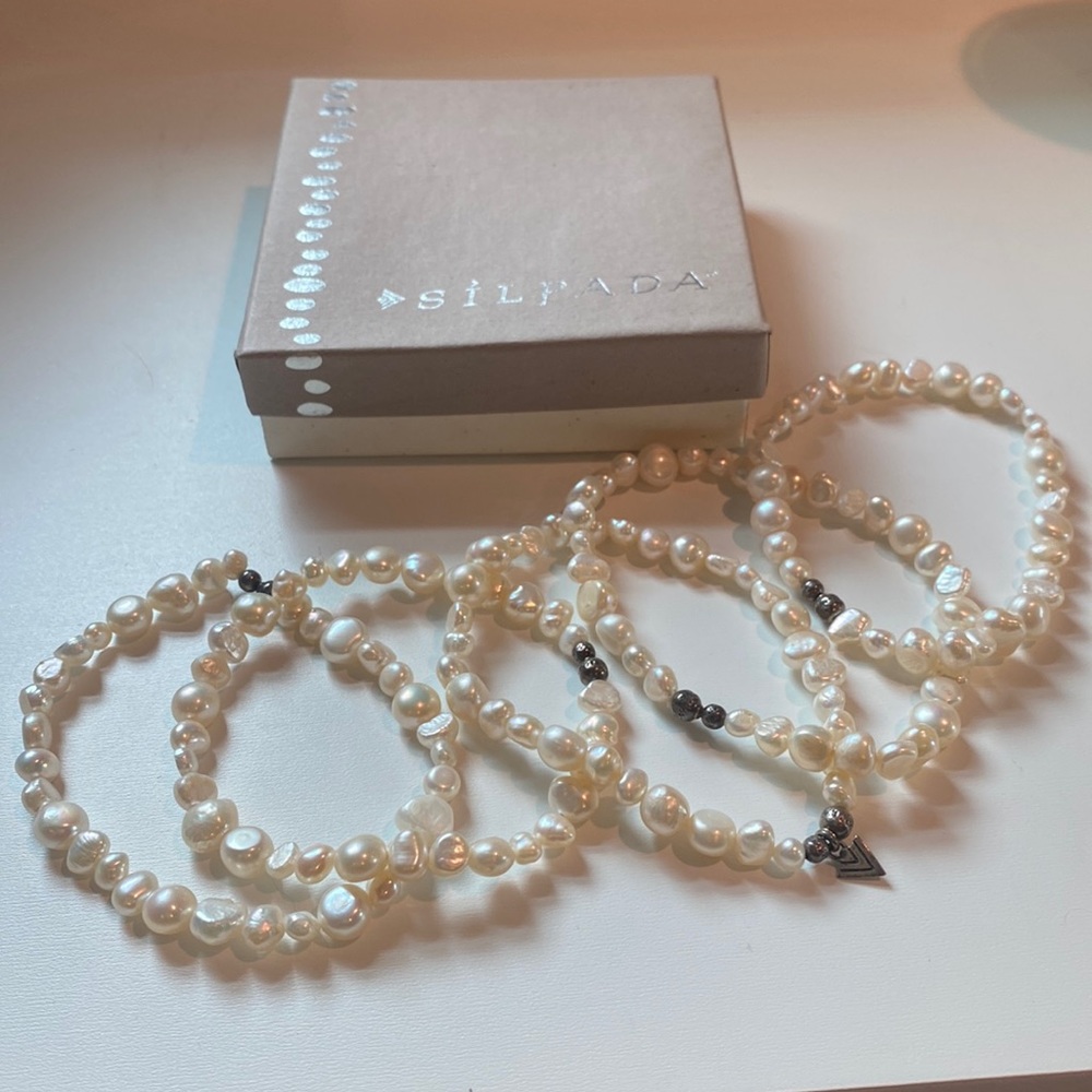 Silpada ‘Goddess’ Bracelets Fresh Water Pearl and Sterling Silver ☀️